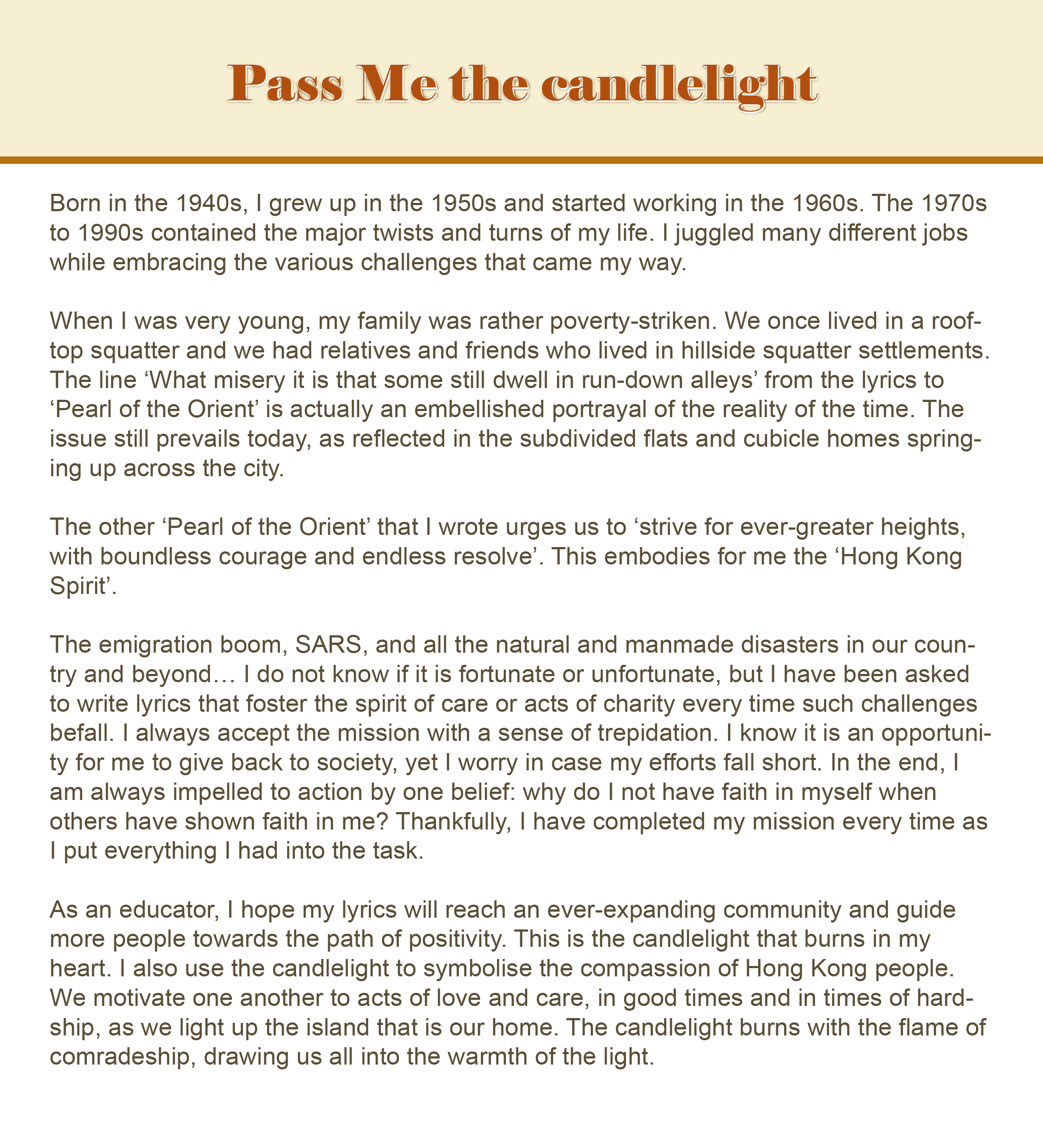 Pass Me the candlelight